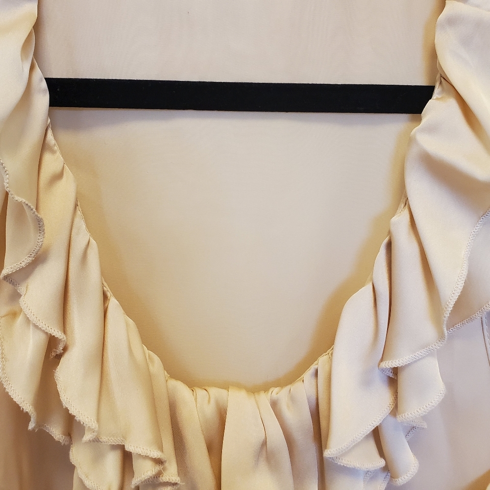 Champagne Silk Ruffle Blouse - Picture 3 of 5